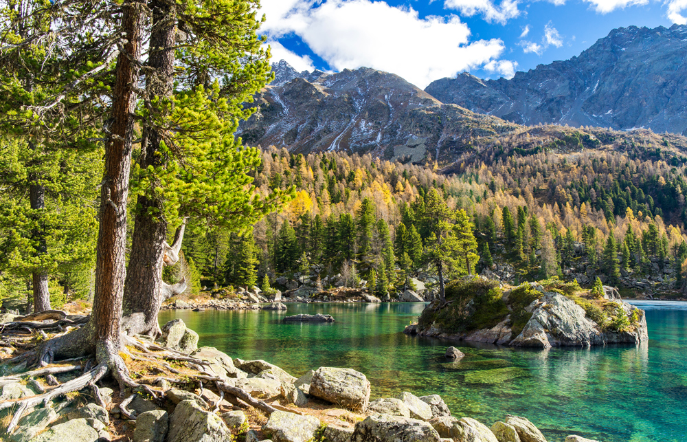 Lagh di Saoseo, Saoseo, See, Bergsee, Val di Campo, Poschiavo, Graubünden, Herbst,