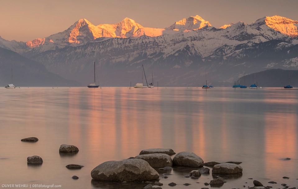 Thunersee, Berner Alpen, Eiger, Mönch, Jungfrau
