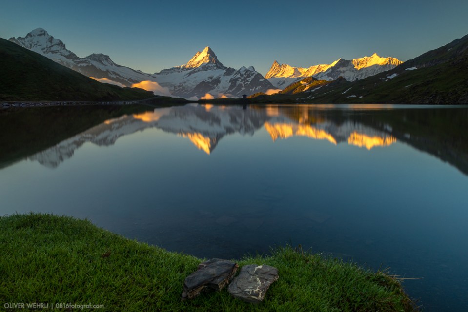 Wetterhorn, Bachalpsee, Schreckhorn, Berner Oberland, Berner Alpen, First, Grindelwald, Landschaft, Spiegelung, Nebel