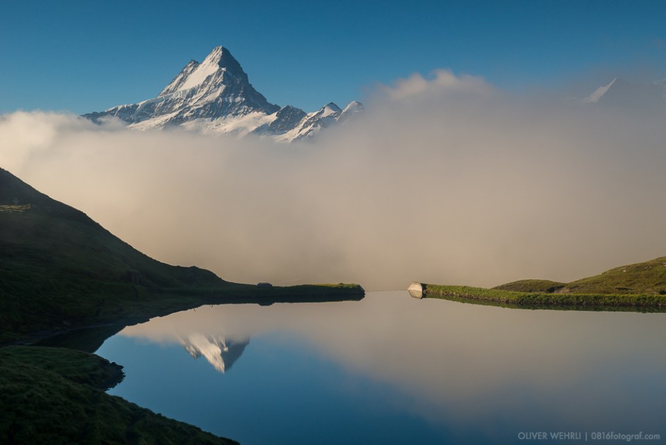 Bachalpsee, Schreckhorn, Berner Oberland, Berner Alpen, First, Grindelwald, Landschaft, Spiegelung, Nebel