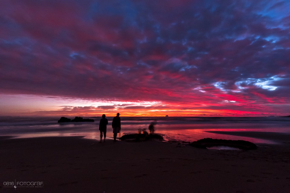Hot Water Beach, Coromandel, Sonnenaufgang, Morgen, Morgenrot, Beach, Strand