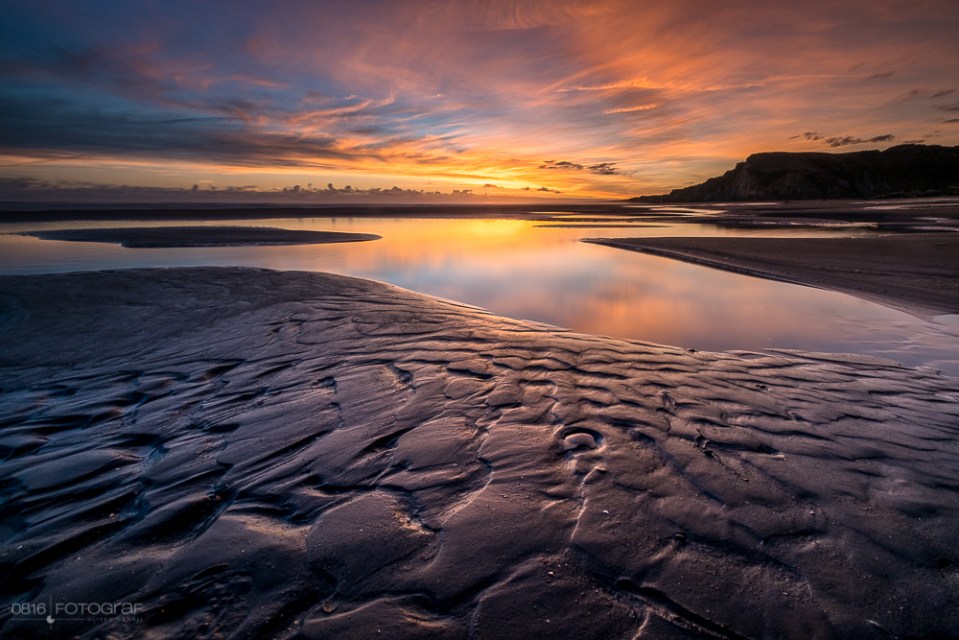 Black Sandy Beach, Black Sand Beach, Kai Iwi Beach, Neuseeland, New Zealand, Wanganui, Sonnenuntergang, Beach, Schwarzer Sand