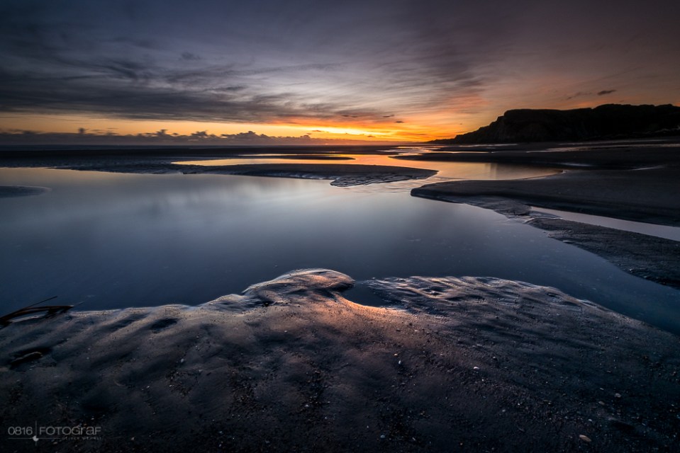 Black Sandy Beach, Black Sand Beach, Kai Iwi Beach, Neuseeland, New Zealand, Wanganui, Sonnenuntergang, Beach, Schwarzer Sand