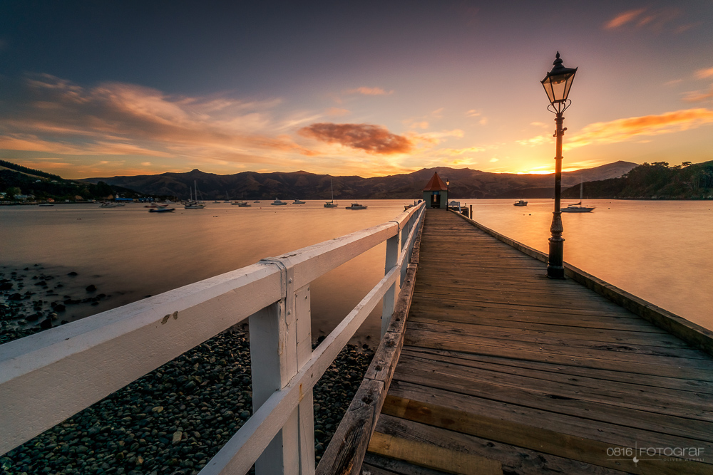 Akaroa, Canterbury, Halbinsel, Südinsel, Wharf, Dalys Wharf, Neuseeland, meeresbucht,