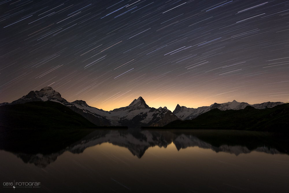 Grindelwald First, Bachalpsee, Bergsee, Berner Oberland, Schreckhorn, Wetterhorn, Finsteraarhorn, Bergspiegelung, Sterne Bachalpsee, Milchstrasse Bachalpsee