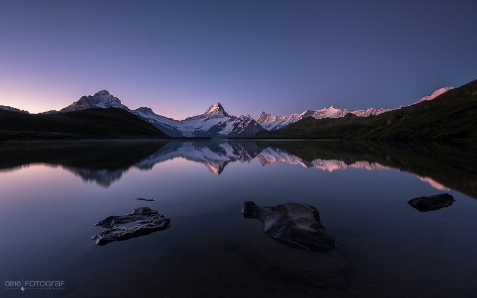 Grindelwald First, Bachalpsee, Bergsee, Berner Oberland, Schreckhorn, Wetterhorn, Finsteraarhorn, Bergspiegelung,